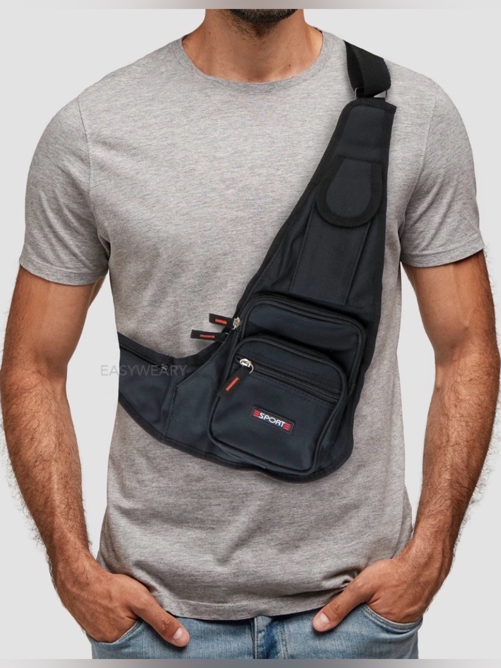 Sport Black Sling Shoulder Bag